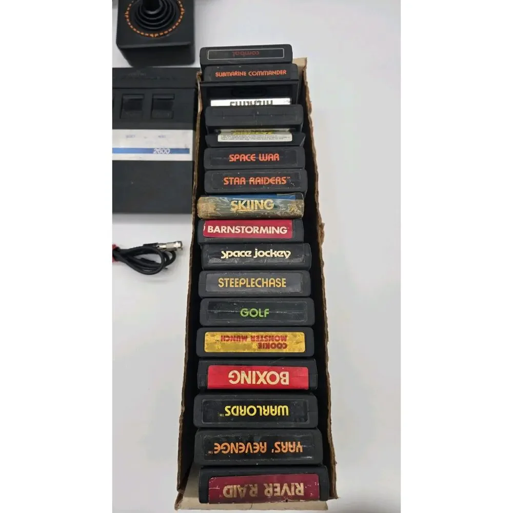 Vtg Atari 2600 Junior Jr Console System Bundle 30 Games Tested 3 Controllers